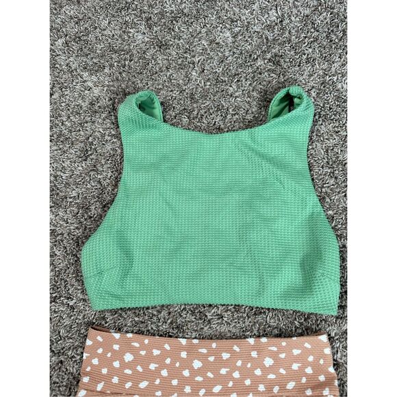 aerie bikini swimwear set waffle knit high cut cheeky bottoms high neck top XS - Picture 5 of 10